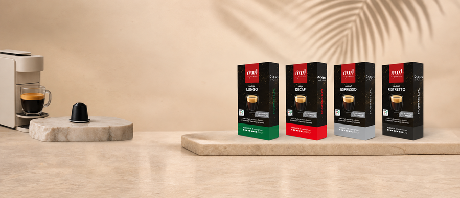 Mood Espresso Lungo, Decaf, Espresso and Ristretto coffee capsule packs