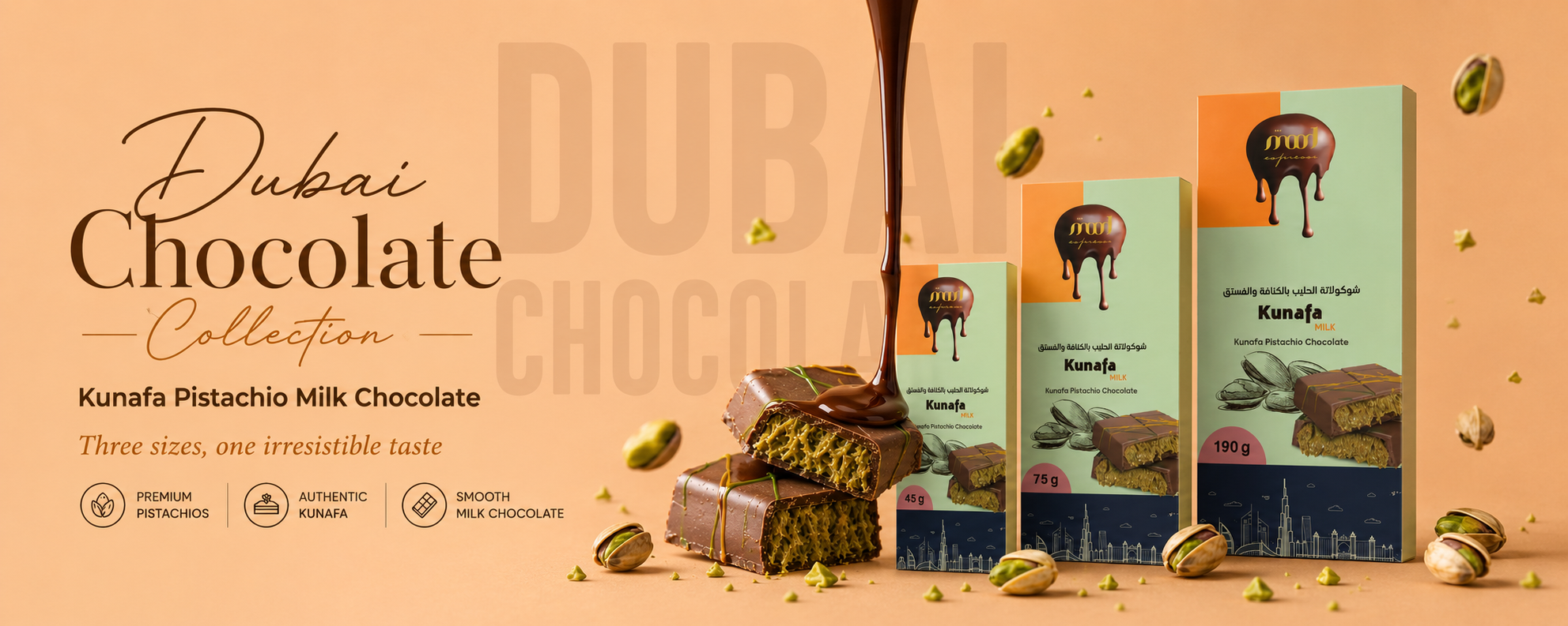 Dubai Kunafa Pistachio Chocolate Bar