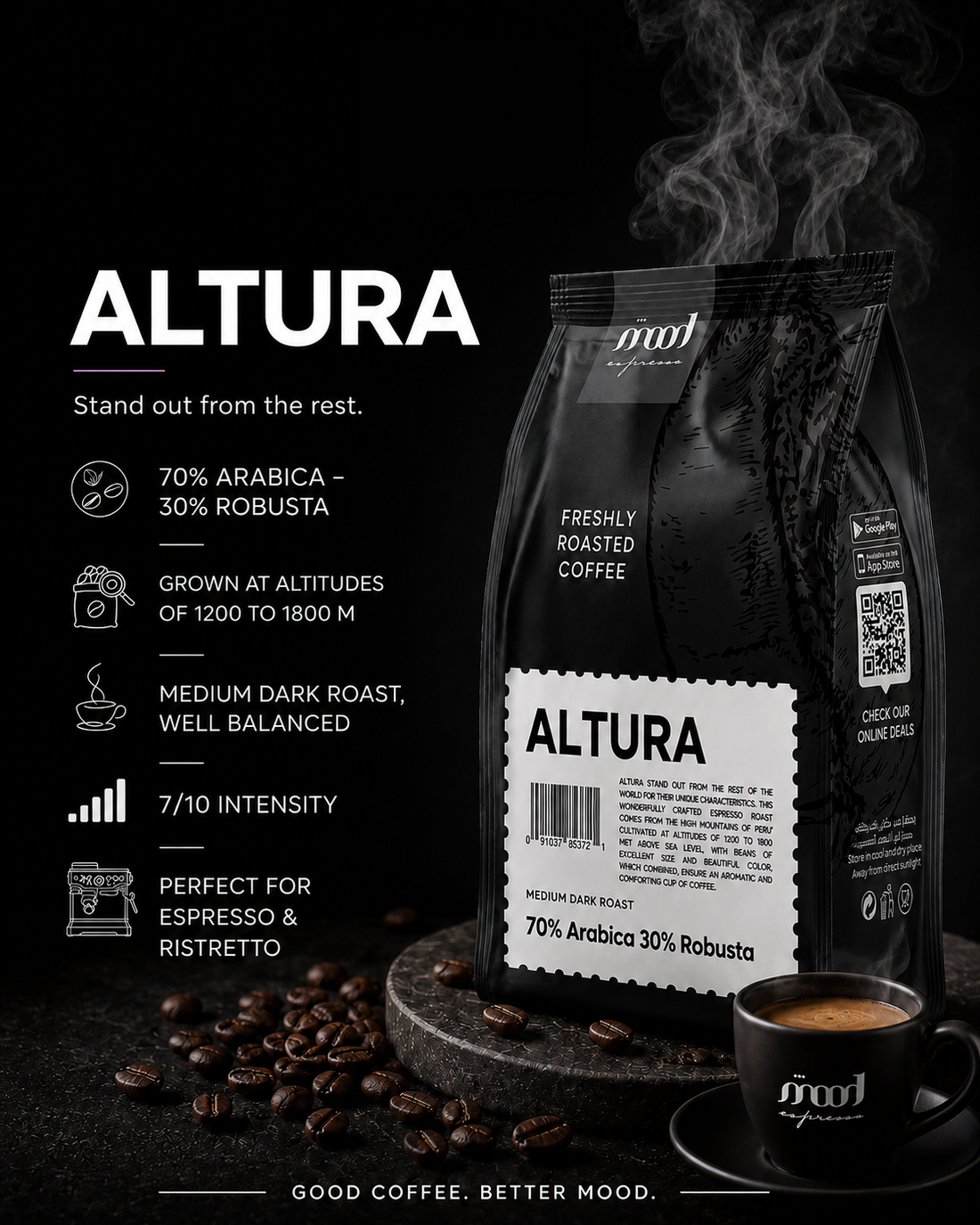 Altura Coffee Beans, Medium-Dark Roast, 1kg