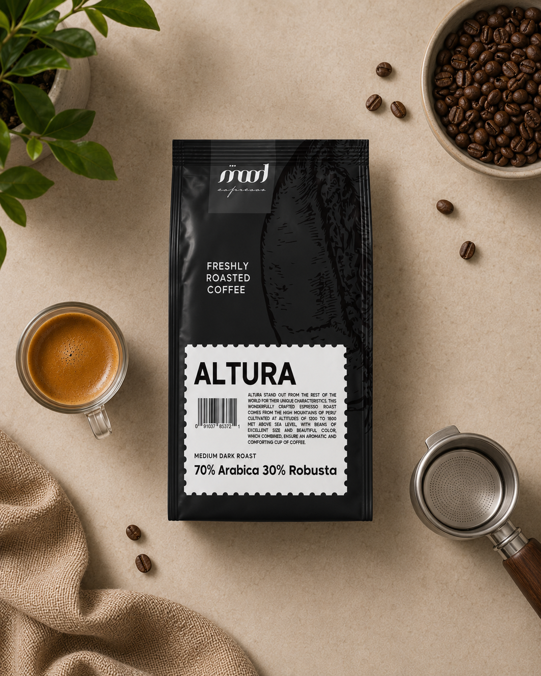 Altura Coffee Beans, Medium-Dark Roast, 1kg