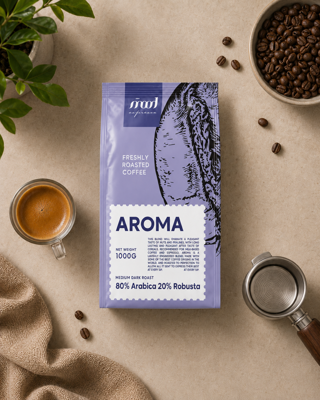 3+1 Free: Aroma Coffee Beans Italian-Style Medium Roast, 1kg