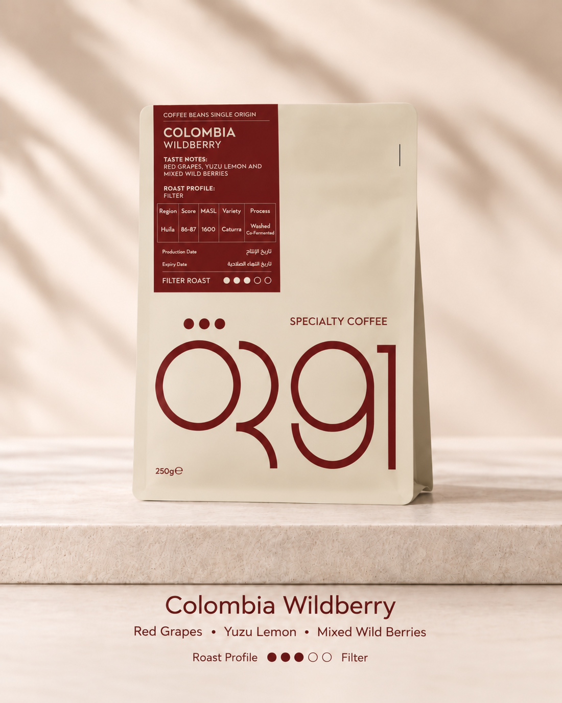 OR91 Colombia Wildberry Specialty Coffee Beans, Filter Roast, Limited Edition