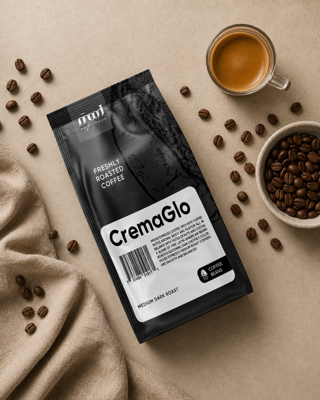 CreaGlo Coffee Beans, Medium-Light Roast, 1kg