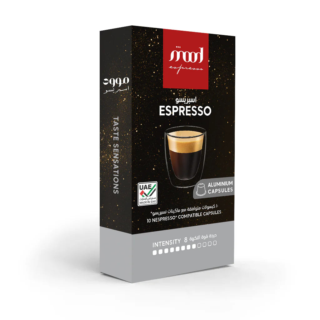 Mood Espresso Mega Coffee Sale – Nespresso Compatible Aluminium Capsules, 10 Pods, 55g | Strong Espresso Blend | 30% Off