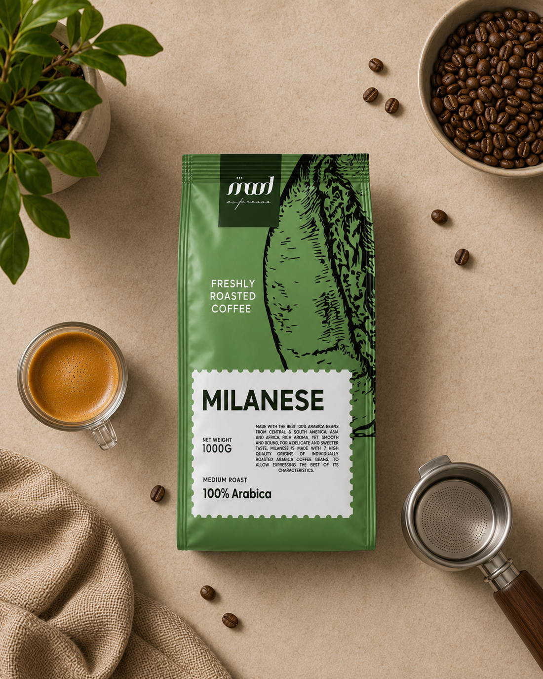 Milanese Coffee Beans, Medium Roast,1kg