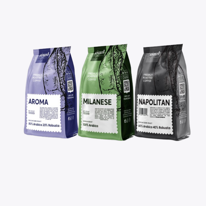 Mood Espresso House Blend Bundle – Aroma, Milanese, Napolitan (3 × 1 kg Coffee Beans)