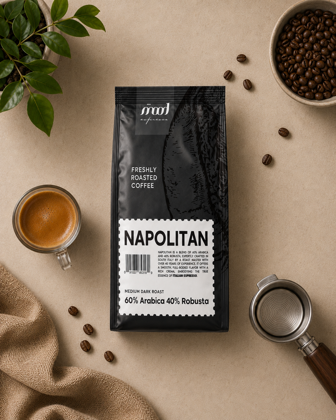 Napolitan Coffee Beans, Medium-Dark Roast, 1kg