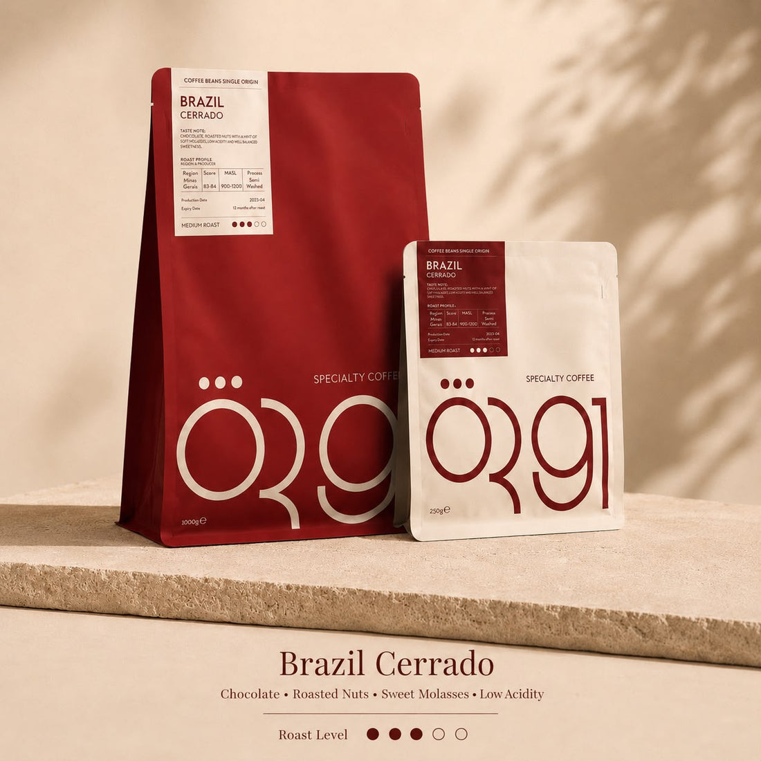 OR91 Brazil Cerrado Specialty Coffee Beans, Medium Roast