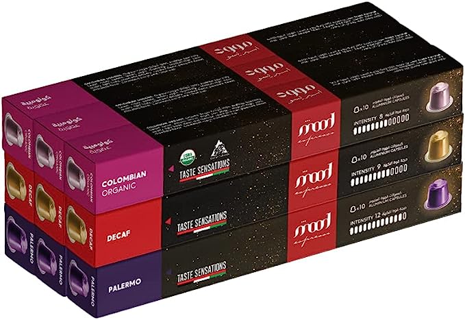 Nespresso Compatible Aluminium Capsules (90 Caps) - Palermo, Decaf, Colombian Organic