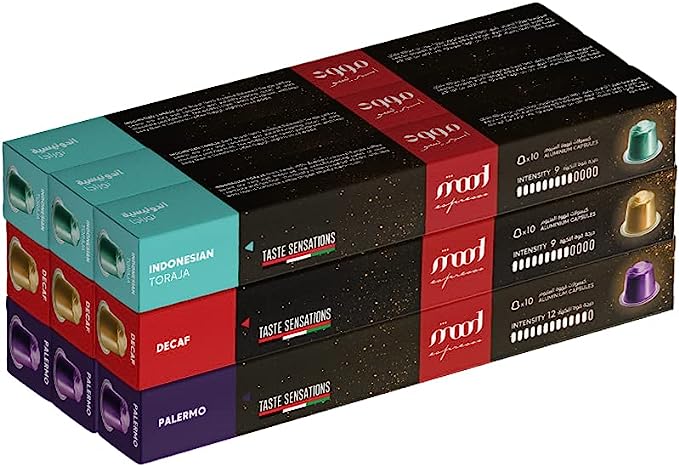 Nespresso Compatible Aluminium Capsules (90 Caps) - Palermo, Decaf, Indonesian Toraja
