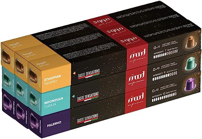 Nespresso Compatible Aluminium Capsules,Sleeve Pack, 90 Capsules, 3 Blends