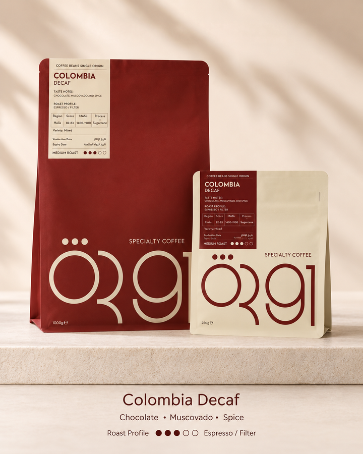 OR91 Colombia Decaf Specialty Coffee Beans, Espresso & Filter