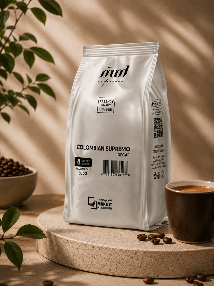 Colombian Supremo Decaf Coffee Beans, Medium Roast, 500g