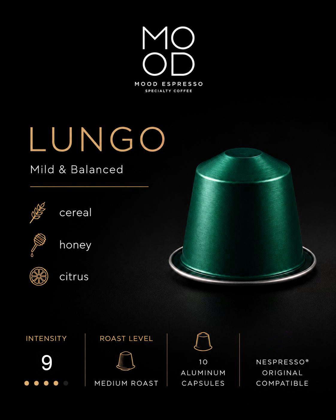 Lungo Aluminium Coffee Capsules, Square Pack, Wholesale Bundle