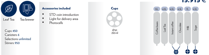 NECTA Barista 1000 Touch 9A1000 - 6 canisters - ES6 leaf tea brewer