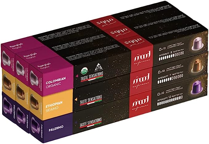 Nespresso Compatible Aluminium Capsules (90 Caps) - Palermo, Ethiopian Sidamo, Colombian Organic